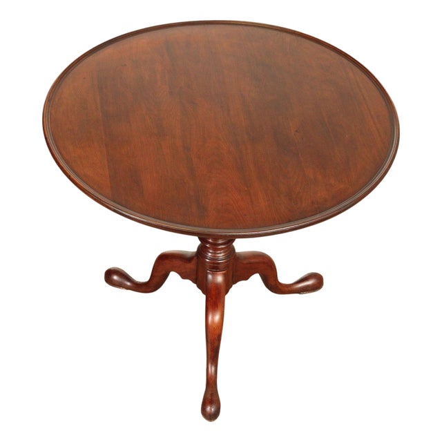 Antique Queen Anne Style Solid Mahogany Round Tilt-Top Table For Sale