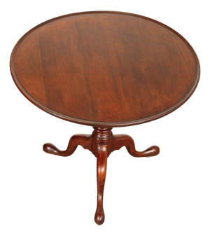 Antique Queen Anne Style Solid Mahogany Round Tilt-Top Table