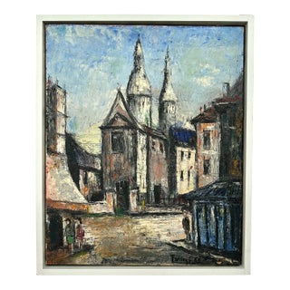 Vintage Boho Original Architectural Oil Impasto on Canvas Signed by the Artist For Sale