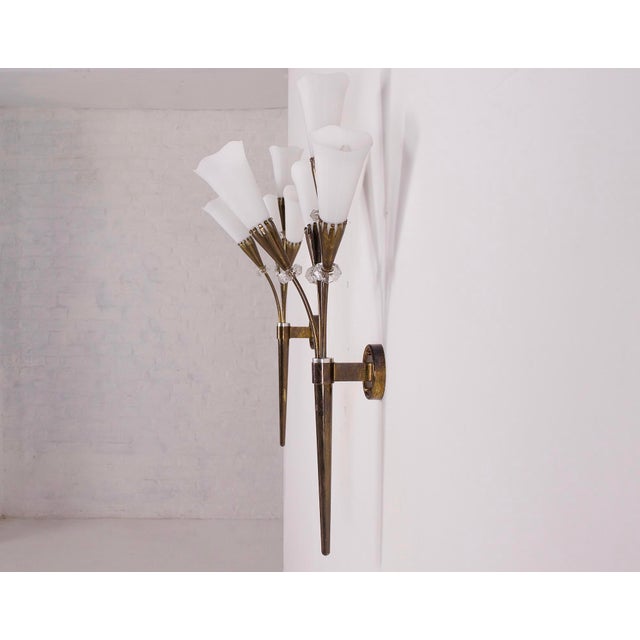 Metal Arum Wall Lights from Maison Lunel, 1950s, Set of 2 For Sale - Image 7 of 12