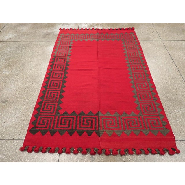 Mid-20th Century Handmade Turkish Flatweave Kilim Accent Rug For Sale - Image 4 of 10