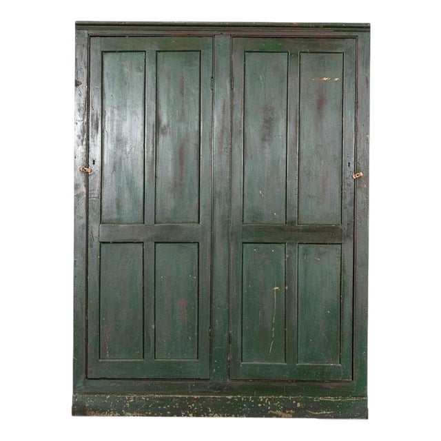 Large 19th Century English Pine Painted Cupboard, 1890 For Sale