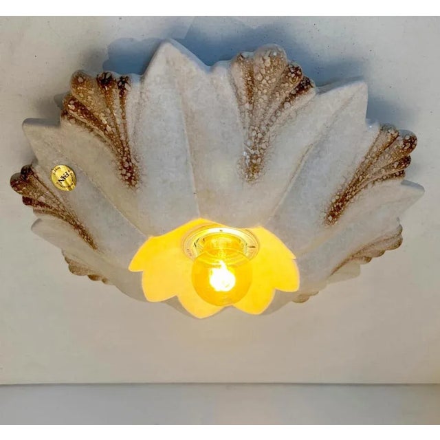 Flower Shell White Sand Ceramic Wall Light from Hustadt Keramik, Germany, 1970s For Sale - Image 3 of 13