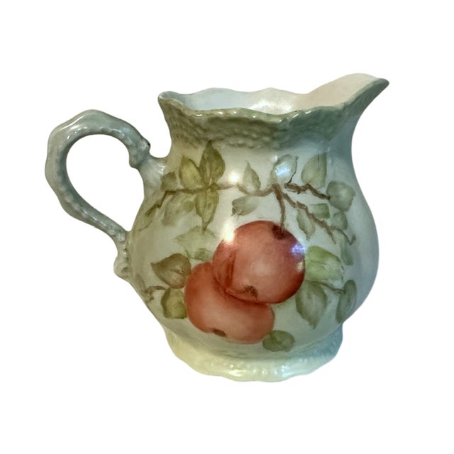 Antique Victorian Hand Painted Porcelain Apple Cider Jug Pitcher Beautiful late 1800's Victorian era apple cider jug made...
