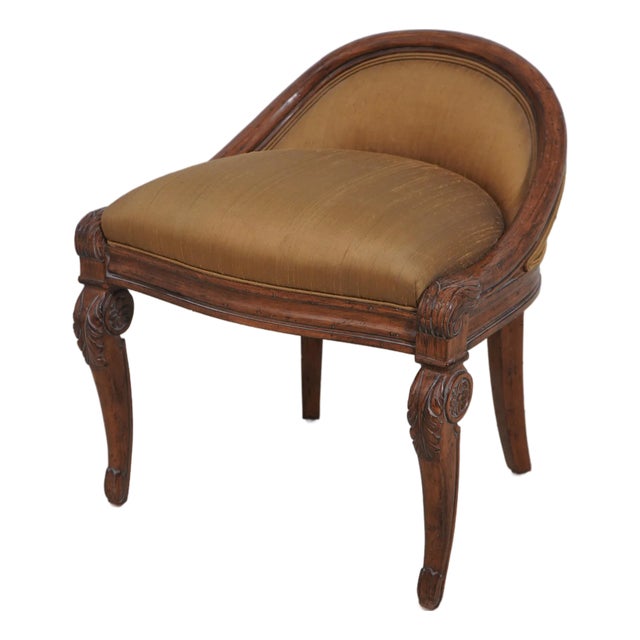 Jeffco Low Barrel Back Vanity Bench Stool For Sale