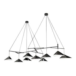 Monumental Daniel Becker Emily 9 Chandelier in Glossy Black for Moss Objects For Sale