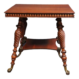 Victorian Cherry Carved 2-Tier Lamp Table