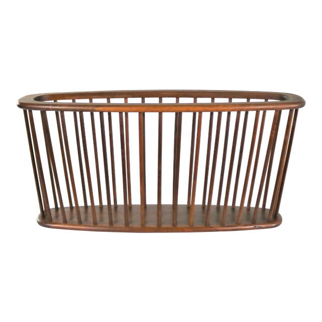 Larger Walnut Oval Magazine Rack Attributed to Arthur Umanoff for Washington Woodcraft For Sale