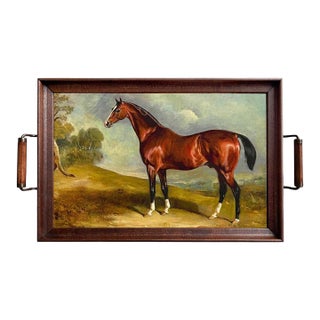 Portrait of Sultan Equestrian Decorative Wood Tray For Sale