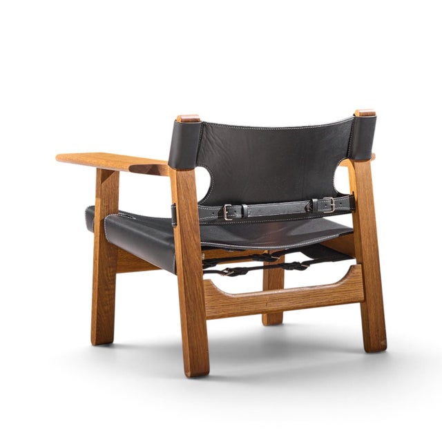 Brown Børge Mogensen for Fredericia Mid Century Oak and Leather Spanish Chairs - Pair For Sale - Image 8 of 13
