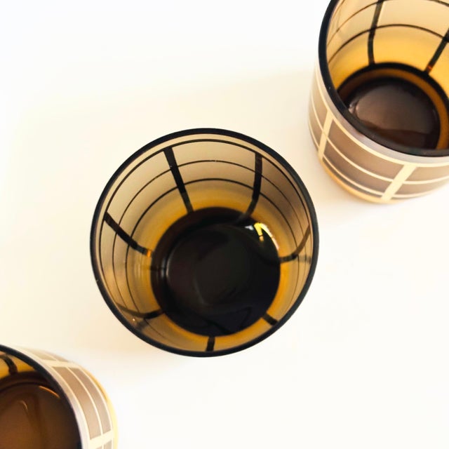 Gold Grid Smoke Glass Cordials - Set of 4 For Sale - Image 9 of 9