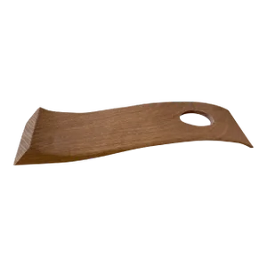 Early 21st Century Curved Carved Wood Counter Balance Wine Bottle Holder