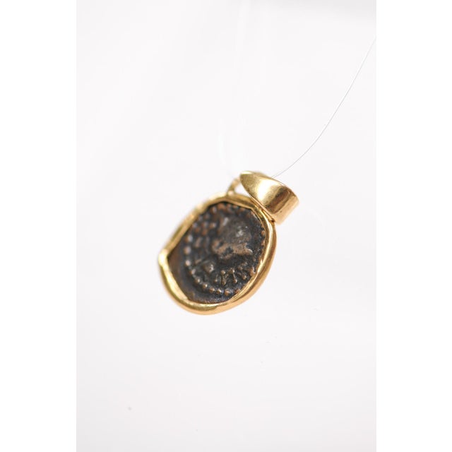 Contemporary A Bronze "Widow's Mite" Coin Pendant W 18k Trim & Bail For Sale - Image 3 of 12