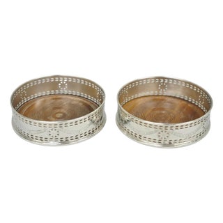 Vintage Stieff Smithsonian Silver Plated Presidential Wine Bottle Coaster - a Pair For Sale