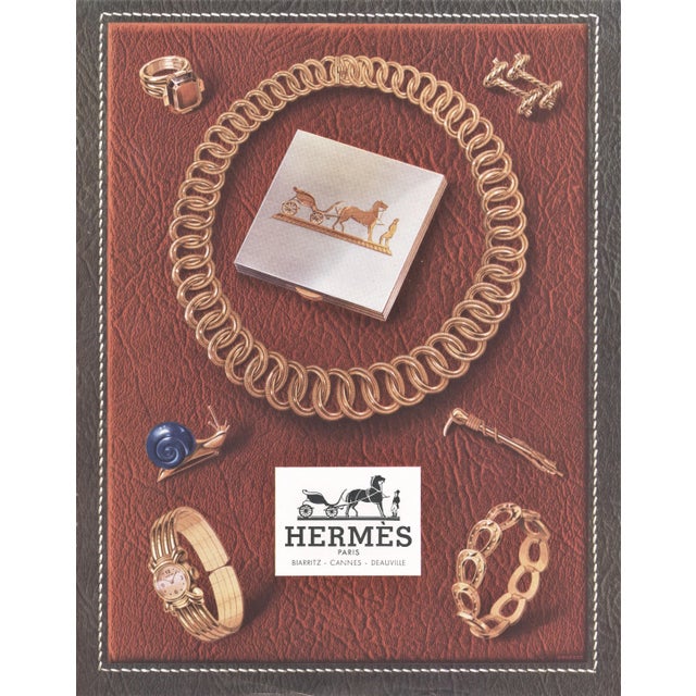 These are 2 matted 1950 French vintage advertisement prints for prestigious jewelry made under the iconic Hermes label....