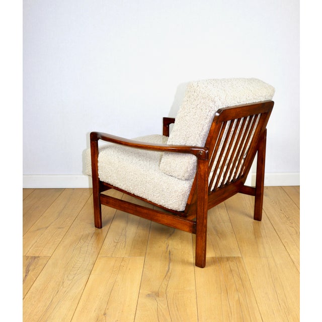 Textile Vintage Lounge Chair in Boucle by Z. Bączyk For Sale - Image 7 of 10