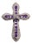 14 Karat White Gold Pendant Cross With Amethysts and Diamonds For Sale