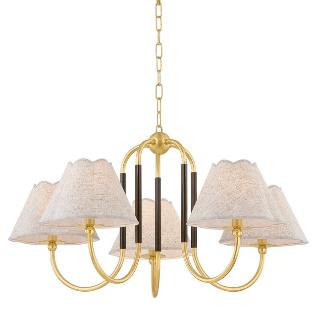 Mitzi Janie 33 in. 5 Light Chandelier in Aged Brass and True Bronze Finish For Sale - Image 9 of 9