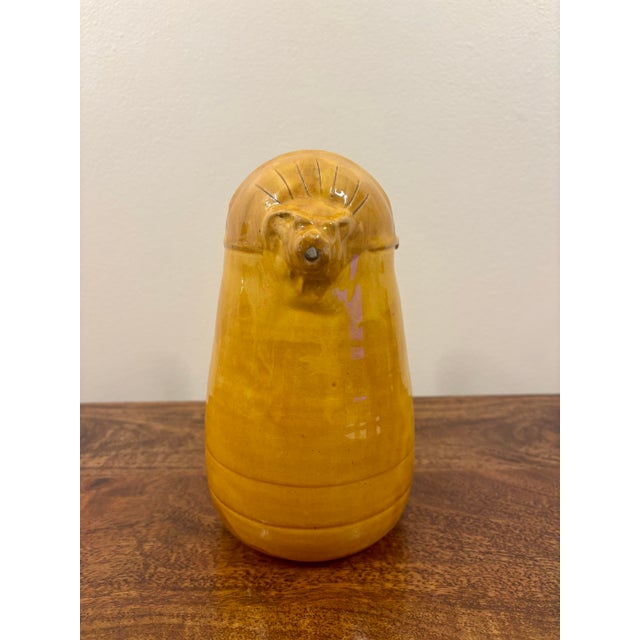 Ceramic Mid 20th Century French Biot Lion Head Ceramic Pitcher, Signed For Sale - Image 7 of 8