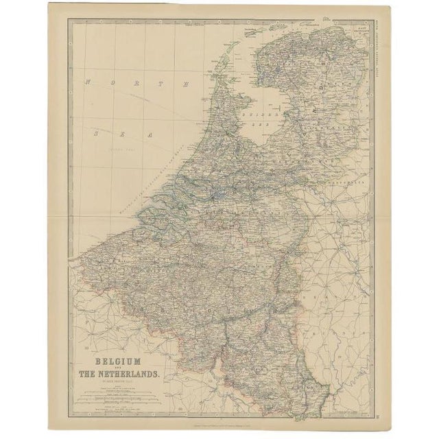 Late 19th Century Antique Map of Belgium and the Netherlands by Johnston, 1882 For Sale - Image 5 of 5