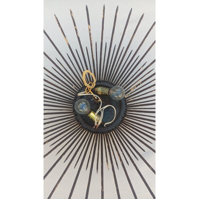 1960s Spanish Gold-Leaf Gilt Metal Sunburst Ceiling Fixture, 1960s For Sale - Image 5 of 7