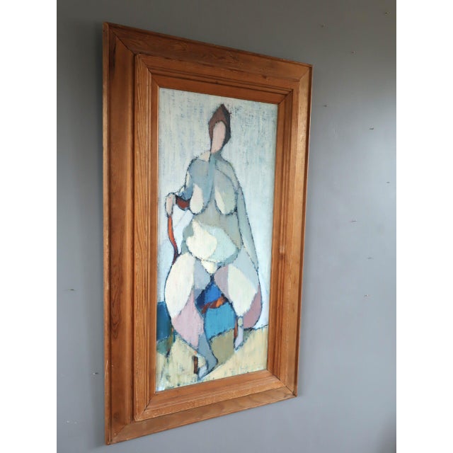 Mid-Century Modern 1950 Mid-Century Modern 'The Patience of Form' Swedish Vintage Abstract Figurative Oil Painting, Framed For Sale - Image 3 of 13