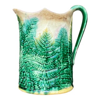 Vintage Boho Gs&h Etruscan Majolica Fern Pitcher For Sale