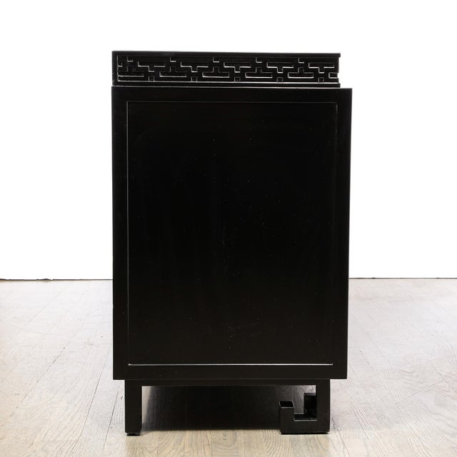 1950s Mid-Century Sideboard in Black Lacquer With Greek Key Detail by James Mont For Sale - Image 11 of 12