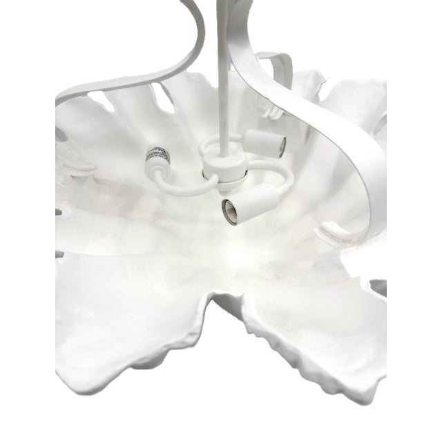 2020s Currey & Co Hadley White Gesso Floral Semi Flush Mount Ceiling Light (Pre-Owned) For Sale - Image 5 of 14