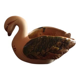 Mexican Hand Painted Tonala Style Swan Planter, Made in Mexico For Sale