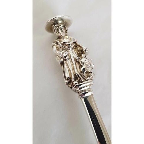 19th Century Antique Victorian London Silver Apostle Spoons with Heraldic Seals, 1897, Set of 4 For Sale - Image 5 of 14