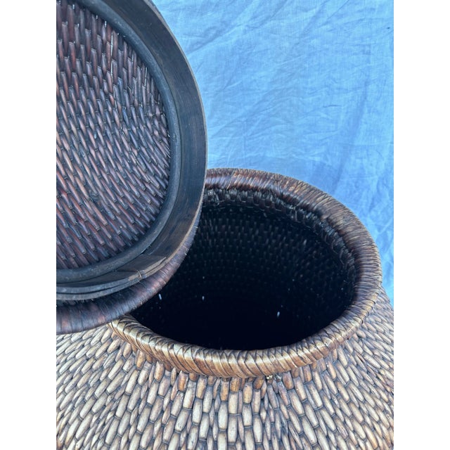 Farmhouse Large Vintage Chinese Willow Basket/Lidded For Sale - Image 3 of 6
