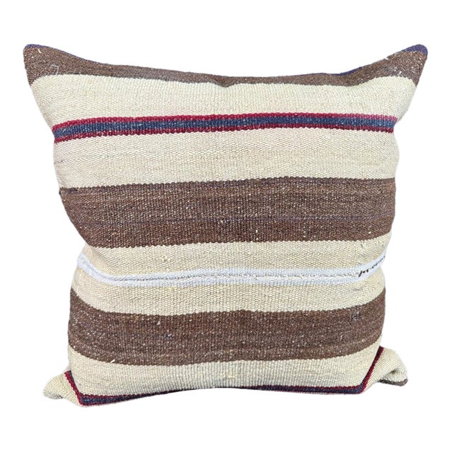 Turkish Hemp Pillow Cushion Natural Beige Brown Pillow Cushion Cover 24"x24" For Sale