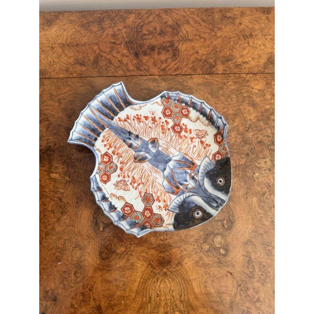 Antique Japanese Imari Fish Plate, 1890 For Sale - Image 4 of 7