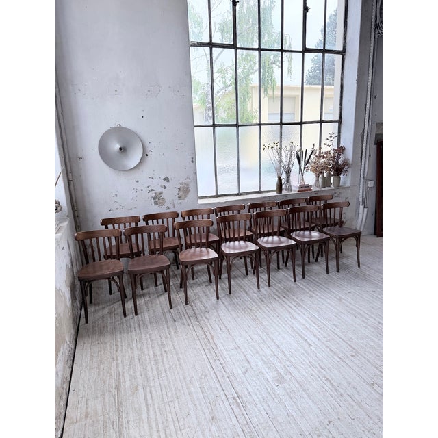 Walnut Bistro Chairs, 1970s, Set of 14 For Sale - Image 3 of 18