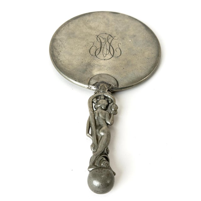 Pewter Hand Mirror by C.G. Hallberg, Stockholm, 1929 For Sale - Image 4 of 8