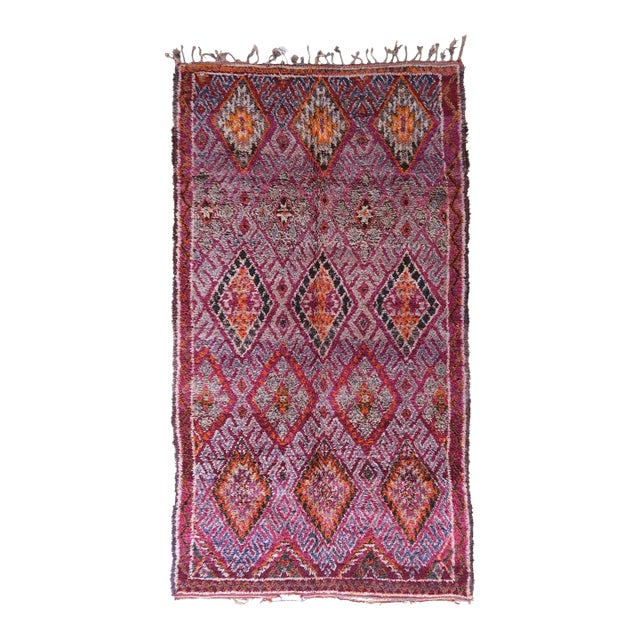 1980's Moroccan Beni M'Guild Wool Rug - 12 X 6.7 Ft For Sale