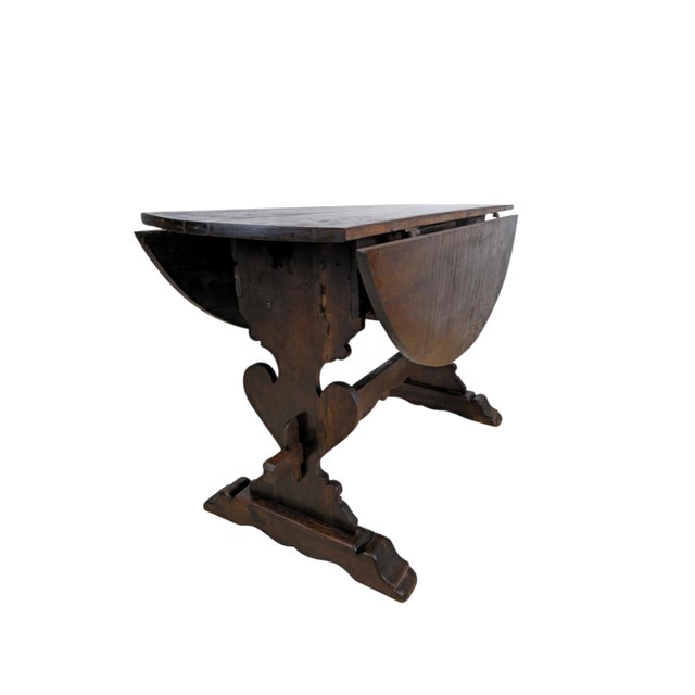 Italian Renaissance Oval Walnut Drop-Leaf Dining Table, 1700s For Sale - Image 4 of 9