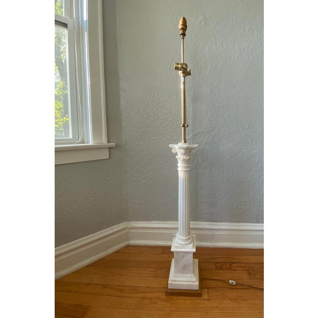 1960s Marbro Lamp Company Italian Alabaster Greek Column Marble Floor Lamp For Sale - Image 11 of 14