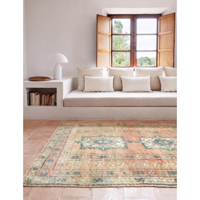 Tribal Coral Handwoven Medallion Rug - 11 X 6.9 Ft For Sale - Image 3 of 6