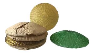 8, 1960s Flush Mounted Gold or Green Murano Glass Light Fixtures