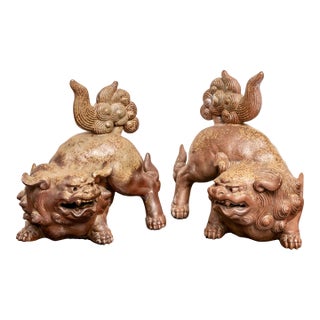 Early 20th Century Japanese Temple Lion Sculptures—A Pair For Sale