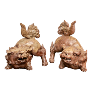 Early 20th Century Japanese Temple Lion Sculptures—A Pair