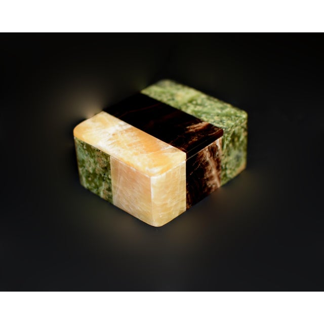 Set of Three Mini Gemstone Boxes Natural Onyx Serpentine Italian For Sale - Image 10 of 17