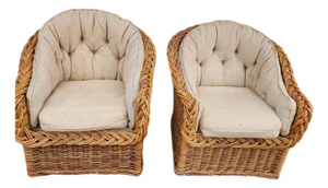 1960's Pair of Italian Wicker Chairs