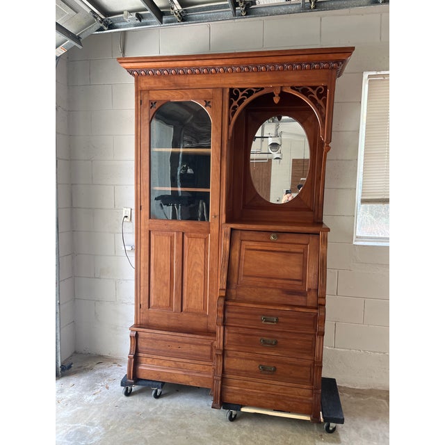 Antique American Empire Cherry Bookcase?Secretary For Sale - Image 10 of 10