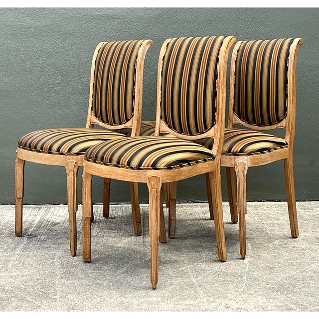 Tan Vintage Deco Carved Dining Chairs - Set of 4 For Sale - Image 8 of 12