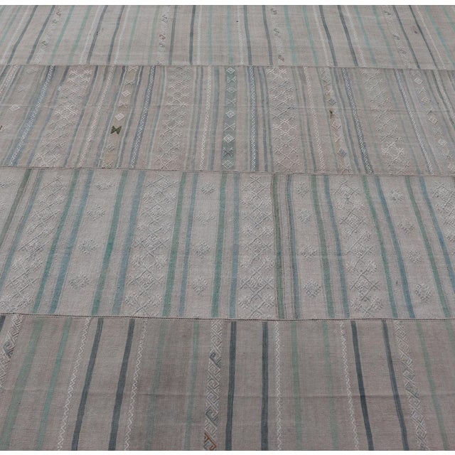 Traditional Large Vintage Neutral Paneled Kilim in Neutral Muted Tones 10'4" X16'8" For Sale - Image 3 of 13