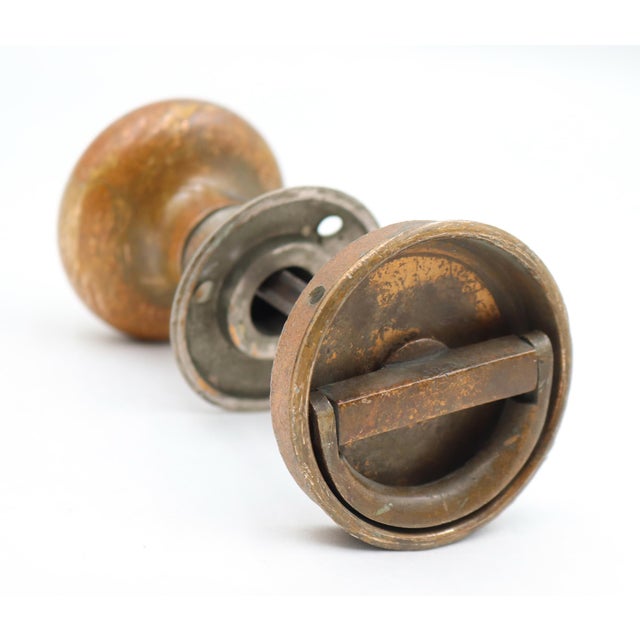 Mid 20th Century Vintage Bronze Door Knob Flush Mount Handle For Sale - Image 5 of 6