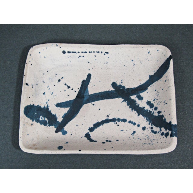 Signed Studio Pottery Abstract Ceramic Tray For Sale - Image 4 of 10